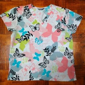 Vintage Metro Scrubs Short Sleeve Scrub Top Medical Nurse Dental Women's Large